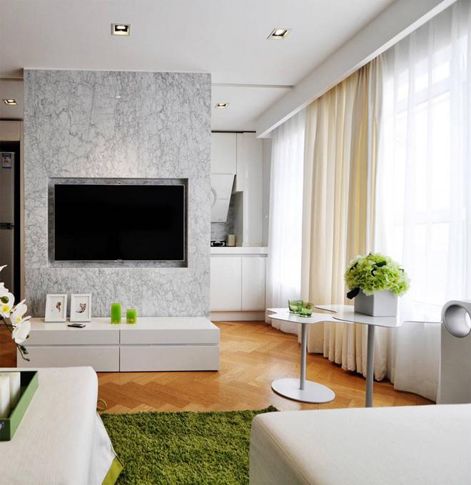 60平米复式空间装修上档次如豪宅,嵌入式电视背景墙太漂亮!