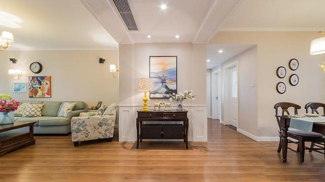 美式乡村风格110平三房装修案例,电视背景墙这样装被赞爆!