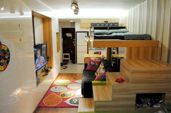 36平公寓三口之家,客厅厨房卫生间一样不少,怎么做到的?