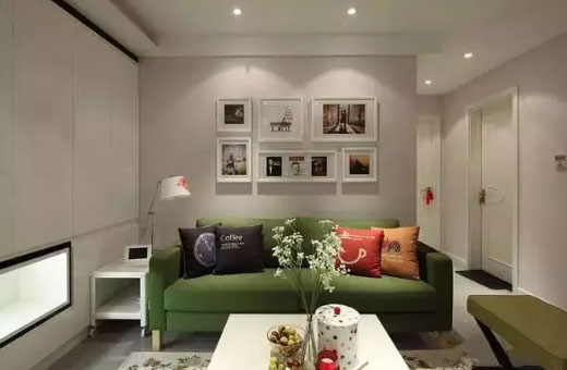 同事新家现代简约风格装修实用美观，唯一的遗憾是客厅没窗户！