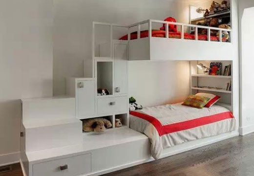 充满童趣的上下床装修案例，为家里的熊孩子准备一套吧！