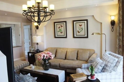 舒适的现代美式风格装修案例，电视背景墙装的太漂亮！