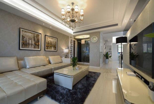 现代风格大三房装修案例，电视背景墙大家就议论了半天！