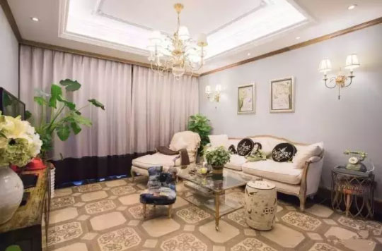 浪漫法式风格装修的大户型,大大的厨房餐厅令人羡慕!