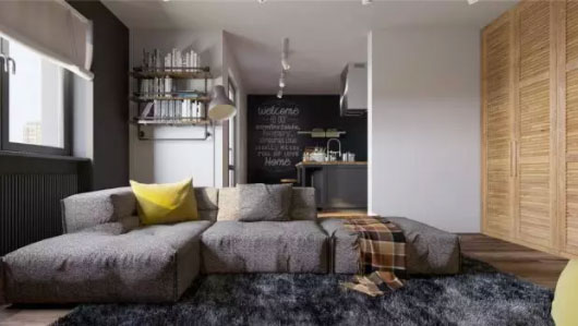 时尚感很强的现代风格家居装修，色彩搭配格外醒目！