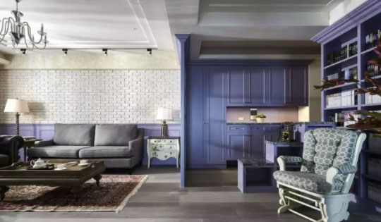 楼上邻居家三房装修采熏衣草色为主色调,风格很少见!