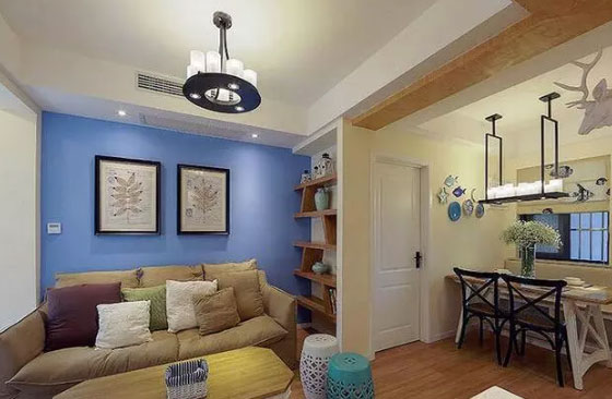 简约美式风格两房装修很温馨,开放式厨房美观又实用!