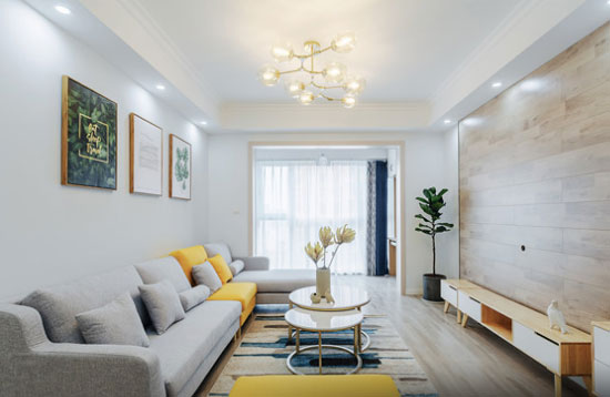 邻居家96平米简约风格装修很清新,木地板电视背景墙头次见!