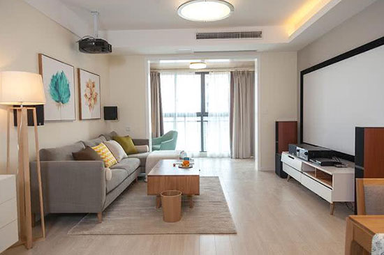 简洁温馨两房装修，细节设计很到位，电视背景墙装修就象大屏幕！