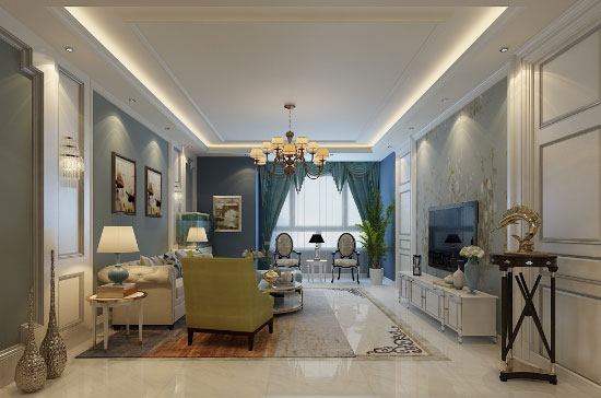 现代美式风格装修效果图，衣帽间、墙纸电视墙，居然还有品酒间！