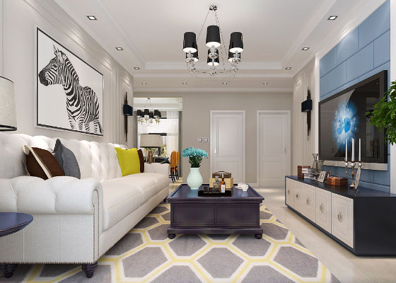 简约美式风格两房装修设计效果图，悬挂式鞋柜很少见！晒晒！