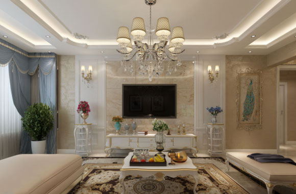 是不是太豪了？98㎡欧式风格两房装修设计效果图，真心漂亮！