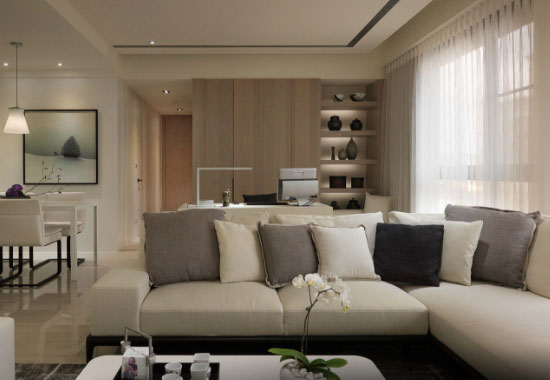 108㎡现代风格三房装修，把书房餐厅厨房包进客厅，太实用了！