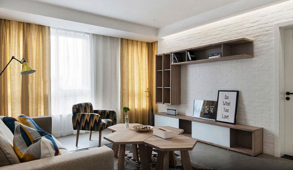 简约风格三房装修，电视背景墙吊柜设计太实用！网友：穷嘚瑟！