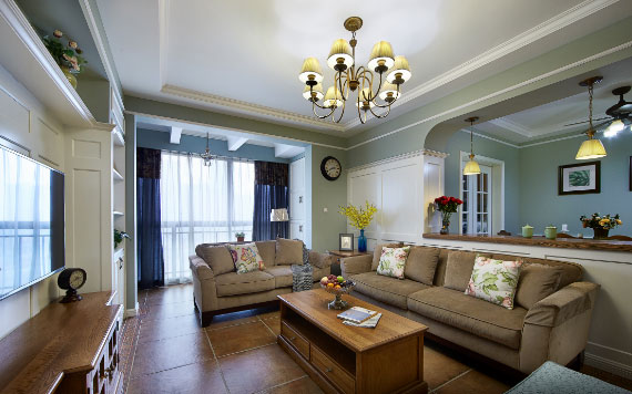 很纯粹的美式风格三房装修,头次见卧室装吊扇灯,谁见过?