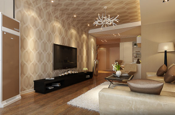 暖色系90㎡现代风格两房装修效果图，开放式书房让人惊喜！