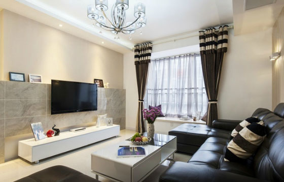 简洁的现代风格三房装修，电视背景墙这样装修真好看，谁见过？