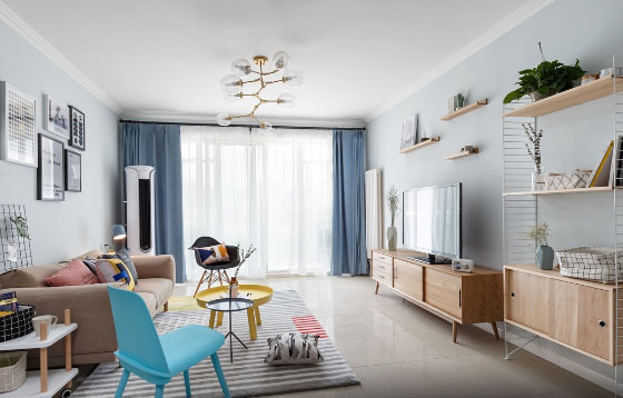 温馨北欧风两房装修,铁丝网置物架真实用,小户型空间不可错过!