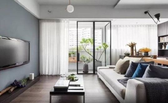 92㎡简约风格两房装修,客厅阳台这样改太漂亮!小书房真实用!