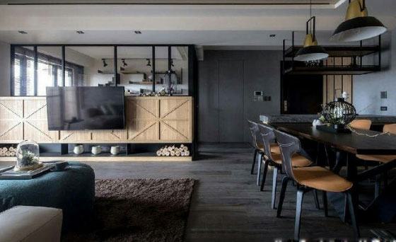 新家工业风装修,老公不听劝在沙发背景墙贴砖头,效果真大气!