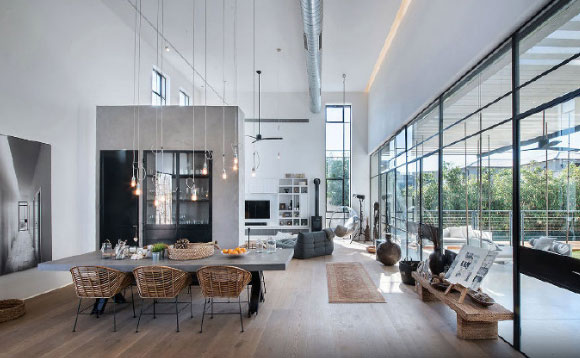 装修简洁的工业风别墅,玻璃墙、水泥墙,带你领略个性时尚家居!