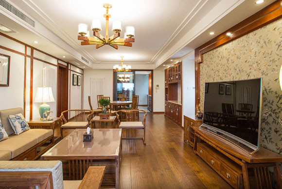 传统中式风格三房装修,墙纸提升视觉效果!网友:家具卖场吗?