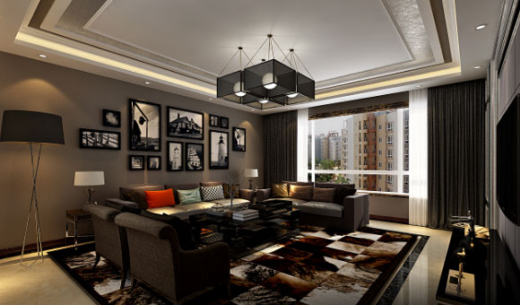 现代风格三房装修设计图，咖啡色墙面真漂亮，最喜欢儿童房设计！