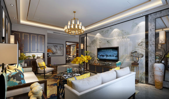 新中式风格装修设计效果图，内敛轻奢质感倍显传统文化韵味！