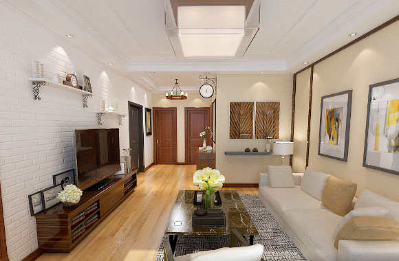 简洁时尚的现代风格两房装修效果图，阳台改餐厅真心实用！晒晒！