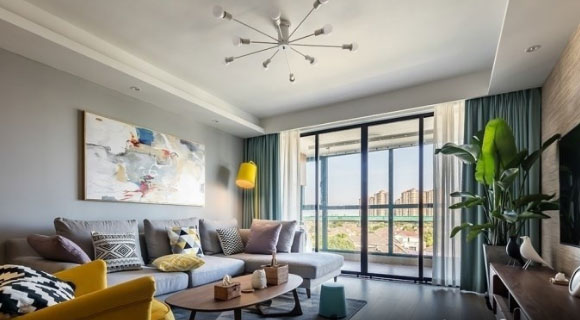 清新简约风格跃层装修,色彩亮丽时尚温馨,原木镂空隔断真实用!