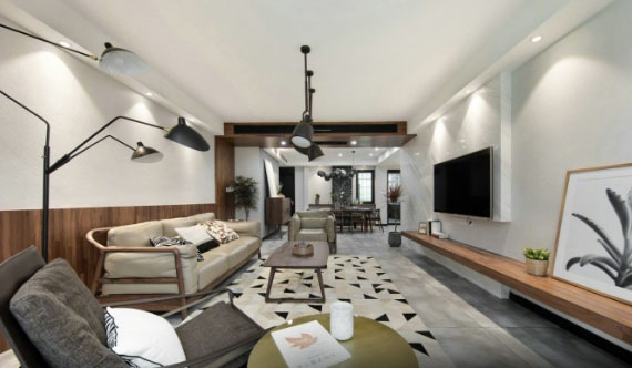 现代简约风格大户型装修，电视背景墙装修真大气，太美了！