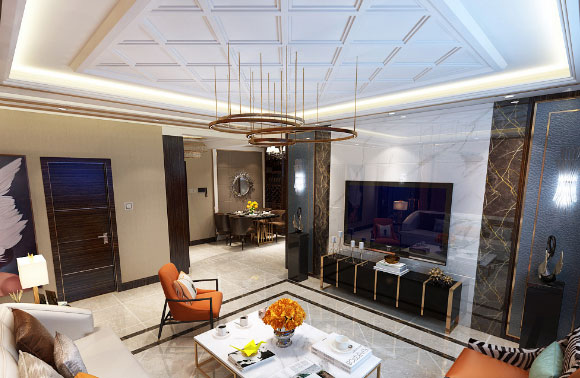 130㎡现代风格三房装修效果图，居然有种雍容的华丽美感！