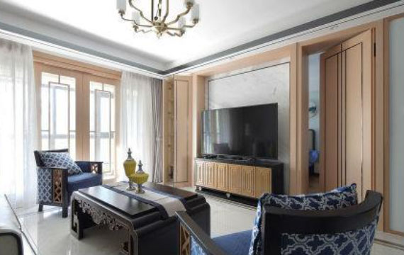 简约原木新中式风格装修，隐形门设计，厨房推拉门设计太巧妙！