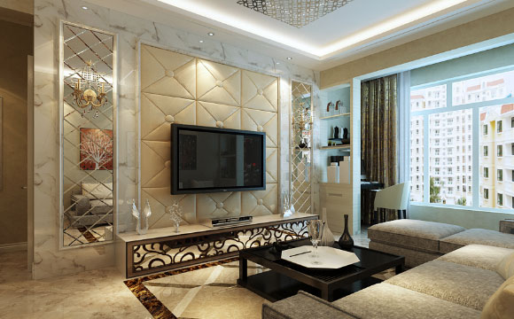 现代风格三房装修，电视墙效果真奢华，客厅阳台隔断柜最实用！