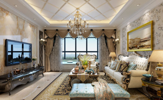 158㎡欧式风格三房装修雍容华贵，都说喜欢客厅飘窗设计！