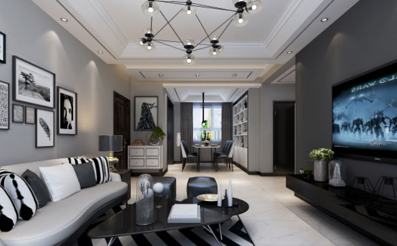 很酷的灰色时尚现代风格装修效果图，餐厅酒柜设计美观大方！