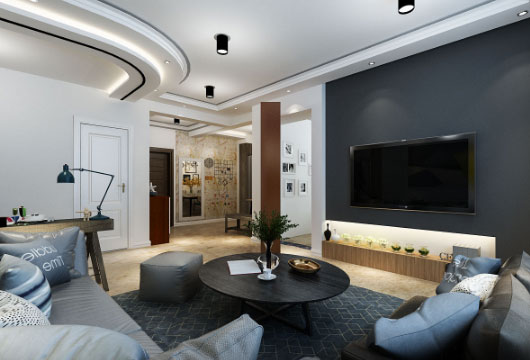 简洁时尚的现代风格装修设计，书柜式隐形门设计真巧妙！