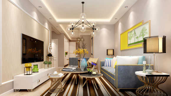 简约风格两房装修效果图,金属材料提升装修档次!想法独特!