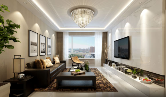 简约风格两房装修效果图,开放式厨房吧台做隔断,时尚又温馨!