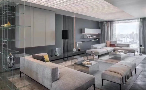 配双客厅的大户型现代风格装修设计，高级灰的时尚空间真大气！