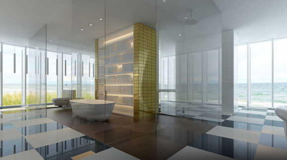 通透的白色空间没有硬隔断，视野开阔的现代风格装修设计！