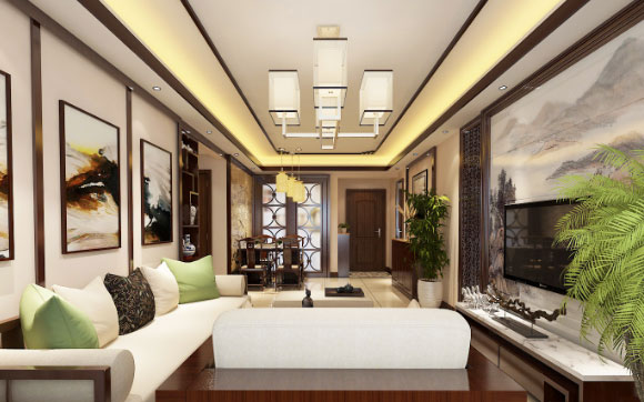 中式风格装修设计就是有味道，电视背景墙很大气，卧室更温馨！