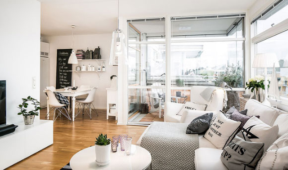 白色加原木色的40㎡北欧风单身公寓装修,蜗居也可以很幸福!