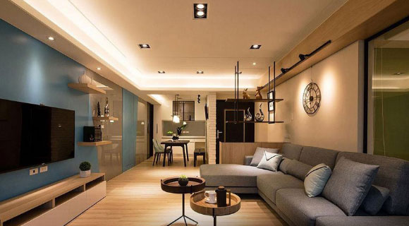 用玻璃隔墙的现代风格装修空间更通透，电视背景墙设计真漂亮！