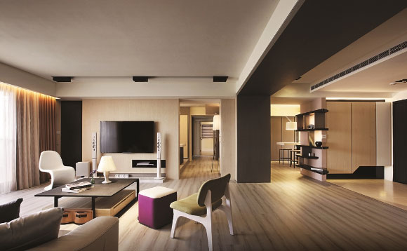 简约风格装修的大户型空间真是好看，电视墙隐形门设计太巧妙！