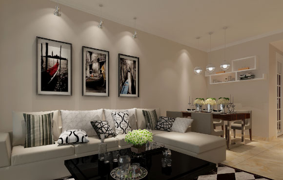 简洁的现代风格两房装修设计很时尚，半边阳台小书房真心实用！