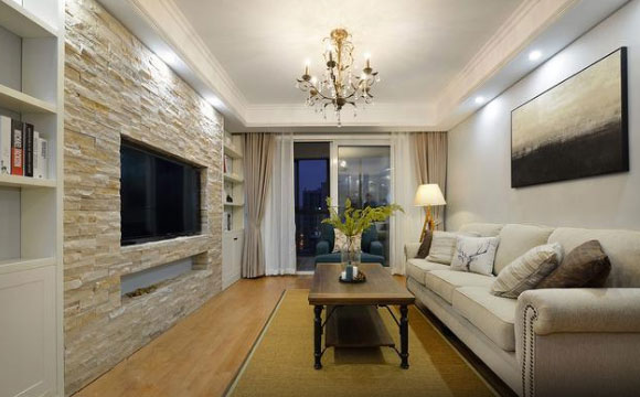 现代风格两房装修，文化石电视背景墙真大气，卧室装修更温馨！