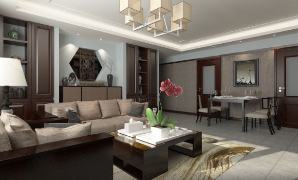 格调优雅的新中式风格装修设计，沙发背景墙设计实用又漂亮！