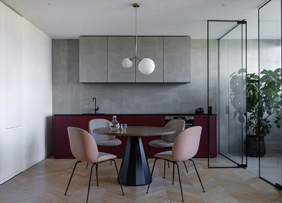 有点工业风感觉的现代风格装修，用玻璃做隔墙真的很不错！