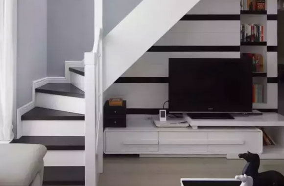 复式公寓装修楼梯空间别浪费,有格调的楼梯转角,够漂亮很实用!